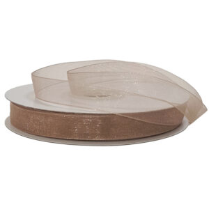 Woven Edge Organza Ribbon - 12mm x 50mts / Toffee