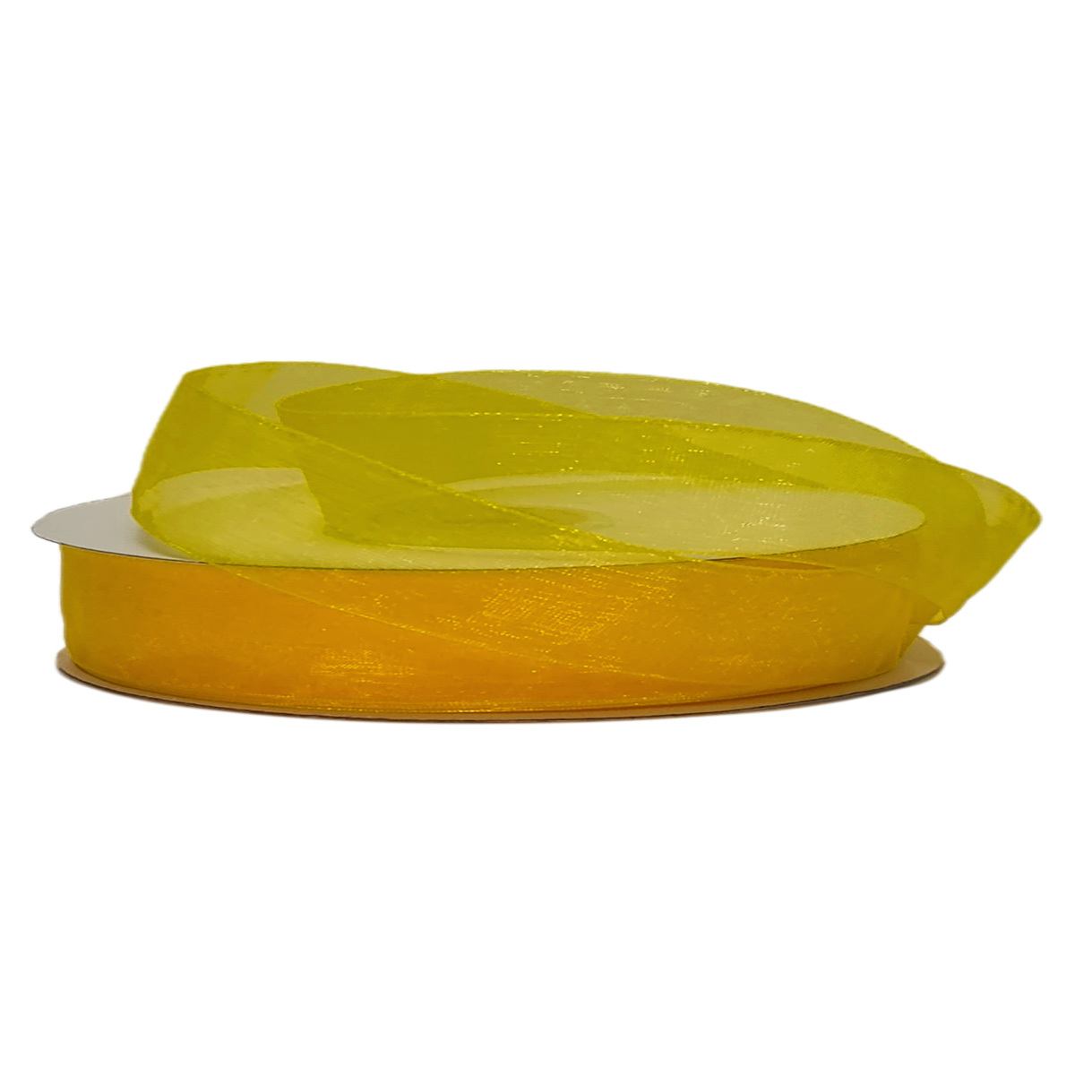 Woven Edge Organza Ribbon - 12mm x 50mts / Yellow (Bright Yellow)