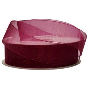 Woven Edge Organza Ribbon - 25mm x 50mts - Burgundy