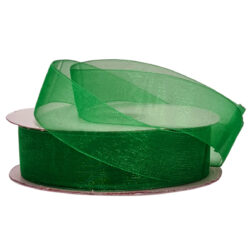 Woven Edge Organza Ribbon - 25mm x 50mts / Emerald