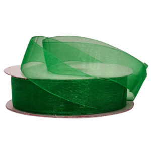 Woven Edge Organza Ribbon - 25mm x 50mts / Emerald