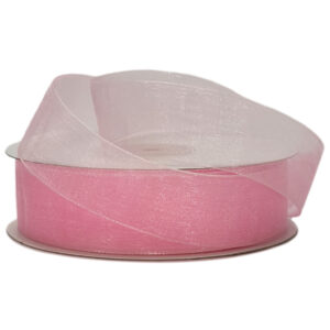 Woven Edge Organza Ribbon - 25mm x 50mts - Pink -1