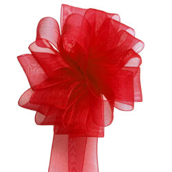 Woven Edge Organza Ribbon - 25mm x 50mts / Red