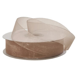 Woven Edge Organza Ribbon - 25mm x 50mts / Toffee