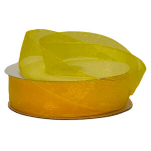 Woven Edge Organza Ribbon - 25mm x 50mts / Bright Yellow