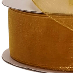 Woven Edge Organza Ribbon - 38mm x 50mts / Old Gold