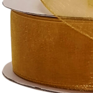 Woven Edge Organza Ribbon - 38mm x 50mts / Old Gold