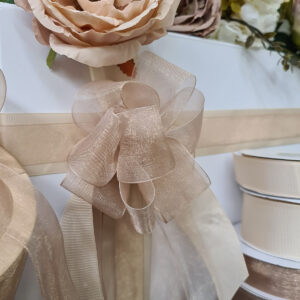 Woven Edge Organza Ribbon - 38mm x 50mts / Toffee -1