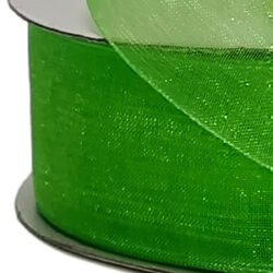 Woven Edge Organza Ribbon - 50mm x 50mts / Lime