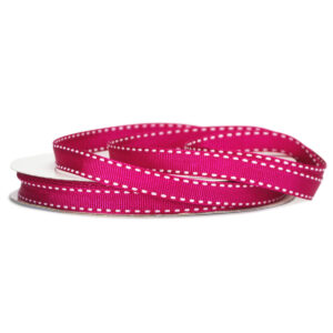 Grosgrain Stitch Ribbon - 10mm x 25mtr / Beauty w/White Stitching