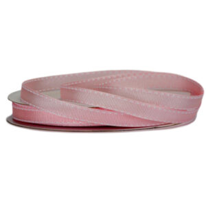 Grosgrain Stitch Ribbon - 10mm x 25mtr / Light Pink w/White Stitching