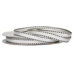 Grosgrain Stitch Ribbon - 10mm x 25mtr / White w/Black Stitching