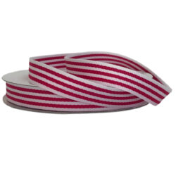 Grosgrain Woven Stripe Ribbon - 15mm x 25mtr / Beauty & White