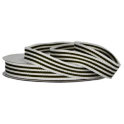 Grosgrain Woven Stripe Ribbon - 15mm x 25mtr / Black & White -3