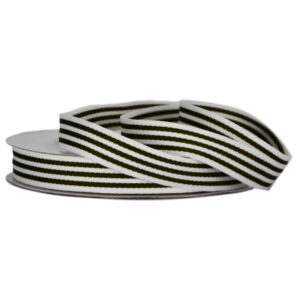 Grosgrain Woven Stripe Ribbon - 15mm x 25mtr / Black & White -3