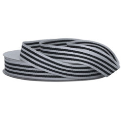 Grosgrain Woven Stripe Ribbon - 15mm x 25mtr / Charcoal & White