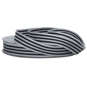 Grosgrain Woven Stripe Ribbon - 15mm x 25mtr / Charcoal & White