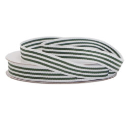 Grosgrain Woven Stripe Ribbon - 15mm x 25mtr / Fern & White