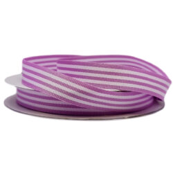 Grosgrain Woven Stripe Ribbon - 15mm x 25mtr / Lilac & White