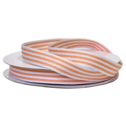 Grosgrain Stripe Ribbon - 15mm x 25mtr / Peach & White