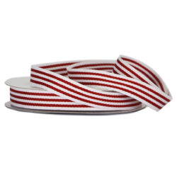 Grosgrain Woven Stripe Ribbon - 15mm x 25mtr / Red & White -1