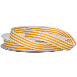 Grosgrain Woven Stripe Ribbon - 15mm x 25mtr / Yellow & White 104-115YEL