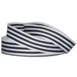 Grosgrain Woven Stripe Ribbon - 25mm x 25mtr / Charcoal & White -1