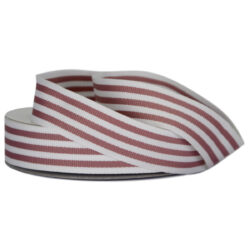 Grosgrain Woven Stripe Ribbon - 25mm x 25mtr / Dusty Rose & White