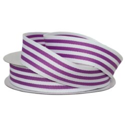 Grosgrain Woven Stripe Ribbon - 25mm x 25mtr / Lilac & White