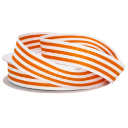 Grosgrain Woven Stripe Ribbon - 25mm x 25mtr / Orange & White