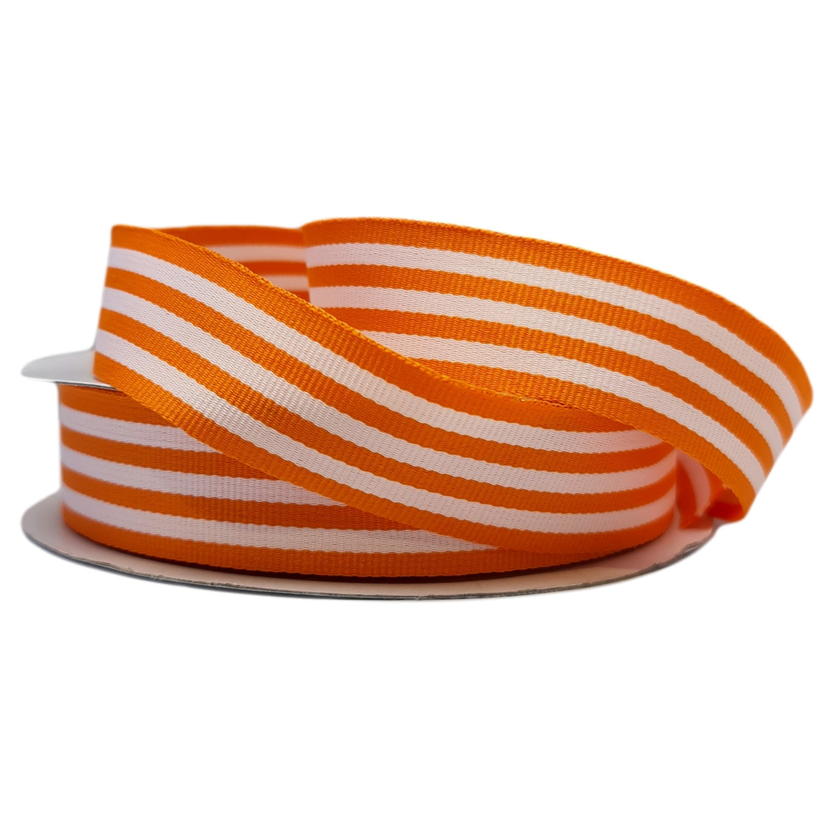 Grosgrain Woven Stripe Ribbon - 25mm x 25mtr / Orange & White - Floral ...