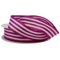 Grosgrain Woven Stripe Ribbon - 25mm x 25mtr / Purple & White