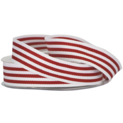 Grosgrain Woven Stripe Ribbon - 25mm x 25mtr / Red & White -1