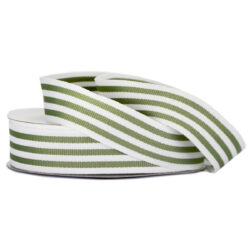 Grosgrain Woven Stripe Ribbon Sage White