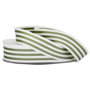 Grosgrain Woven Stripe Ribbon Sage White