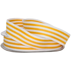 Grosgrain Woven Stripe Ribbon - 25mm x 25mtr / Yellow & White