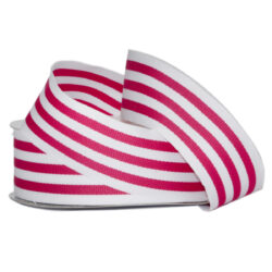 Grosgrain Woven Stripe Ribbon - 38mm x 25mtr / Beauty & White -1