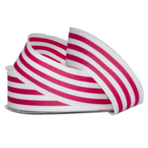 Grosgrain Woven Stripe Ribbon - 38mm x 25mtr / Beauty & White -1