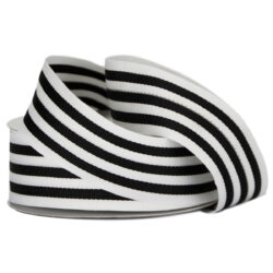 Grosgrain Woven Stripe Ribbon - 38mm x 25mtr / Black & White -1