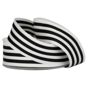 Grosgrain Woven Stripe Ribbon - 38mm x 25mtr / Black & White -1
