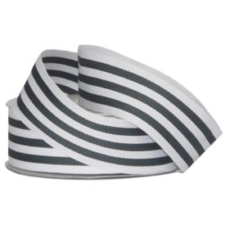 Grosgrain Woven Stripe Ribbon - 38mm x 25mtr / Charcoal & White 104-138CHA-2