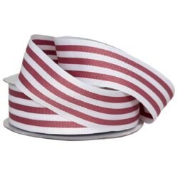 Grosgrain Woven Stripe Ribbon - 38mm x 25mtr / Dusty Rose & White