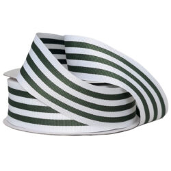 Grosgrain Woven Stripe - 38mmx25mtr / Fern & White
