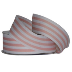 Grosgrain Woven Stripe Ribbon - 38mm x 25mtr / Light Pink & White