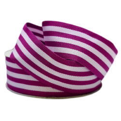 Grosgrain Woven Stripe Ribbon - 38mm x 25mtr / Purple & White