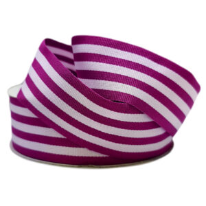 Grosgrain Woven Stripe Ribbon - 38mm x 25mtr / Purple & White