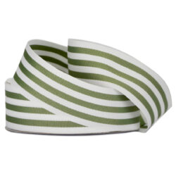 Grosgrain Woven Stripe Ribbon - 38mm x 25mtr / Sage & White 104-138SAG-1