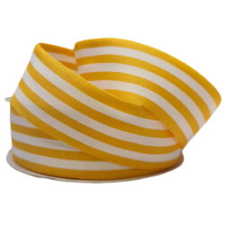 Grosgrain Woven Stripe Ribbon - 38mm x 25mtr / Yellow & White