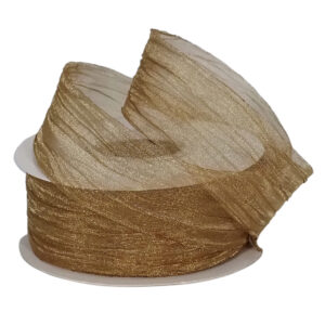 Crinkle Organza Ribbon - 38mm x 22.8mtr / Gold -1