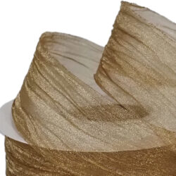 Crinkle Organza Ribbon - 38mm x 22.8mtr / Gold